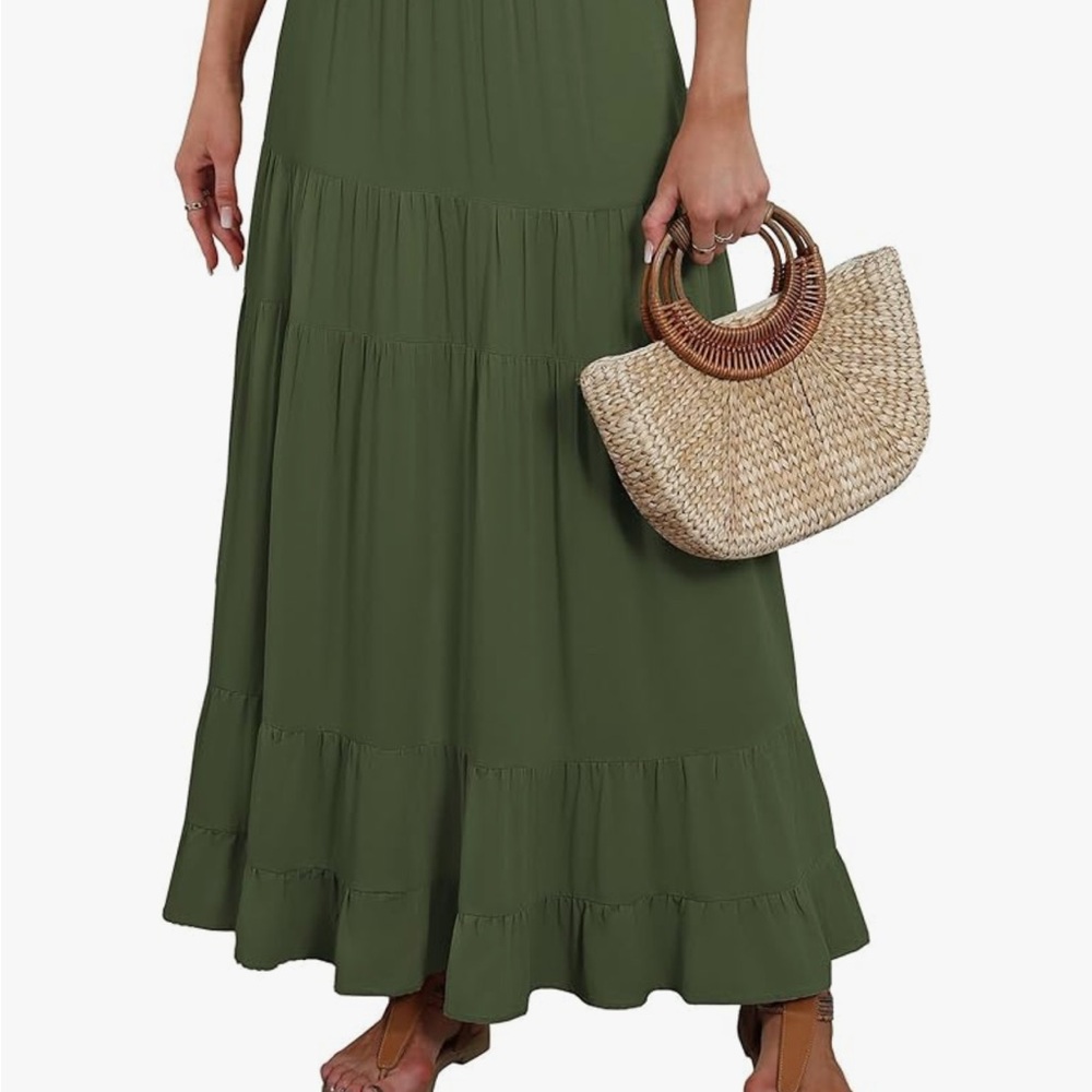 Elegant Olive Green Maxi Skirt